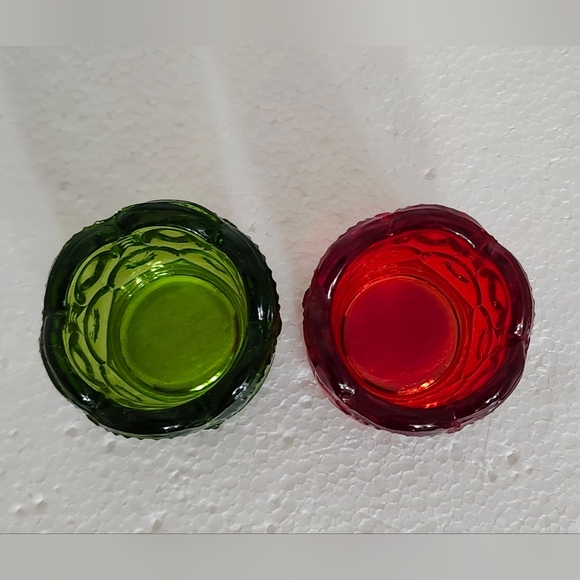 VTG L.E. Smith Moon & Stars Amberine & Green Toothpick Holders - Picture 5 of 9